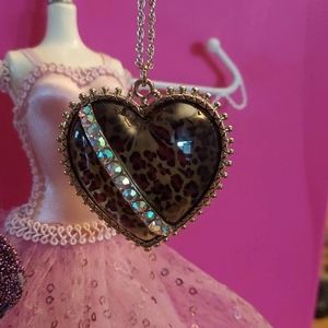 Betsey Leaping Leopards Heart pendant necklace